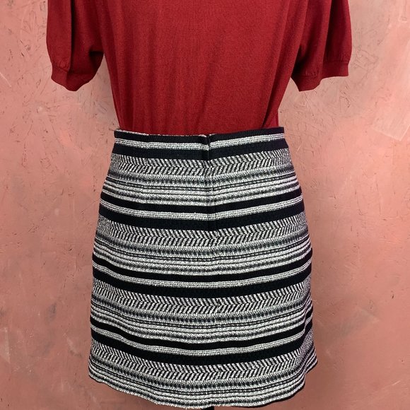 NWT Black & White Striped Mini Skirt/Size 8 Black Mini Skirt/Black Cotton Skirt/ - Picture 6 of 9